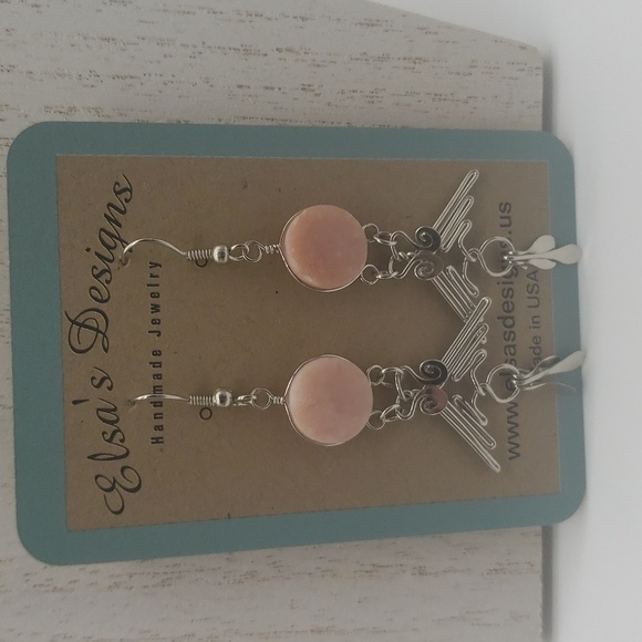 10- Pink Natural Stone Women's Handmade Earrings NWT - Picture 1 of 4